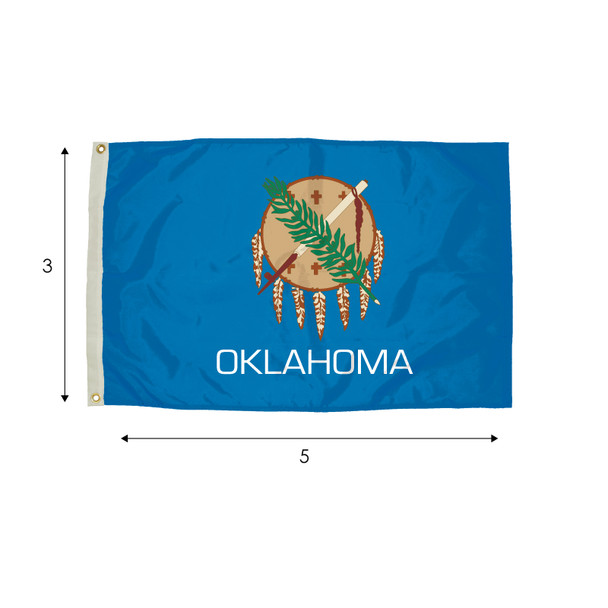 Durawavez Nylon Outdoor Flag with Heading & Grommets, Oklahoma, 3ft x 5ft Durawavez Nylon Outdoor Flag with Heading & Grommets, Oklahoma, 3ft x 5ft