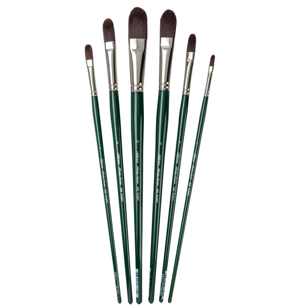 Ruby Satin Long Filberts, 6 Brushes