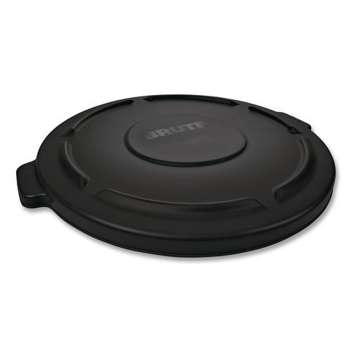 Brute Self-draining Flat Top Lids For 32 Gal Round Brute Containers, 22.25" Diameter, Black