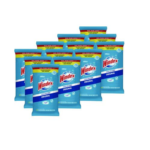 Glass And Surface Wet Wipe, Cloth, 7 X 8, Unscented, White, 38/pack, 12 Packs/carton - SJN378032