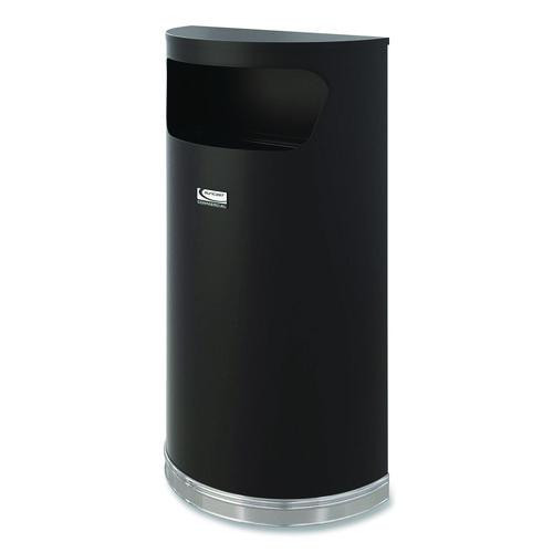 Half Round Metal Trash Can, 9 Gal, Steel, Black