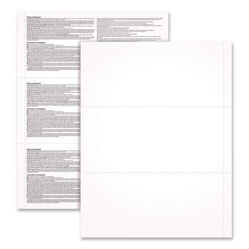 2024 W-2 3-up Employee Copy Blank Front With Copy B Backers; 8.5 X 3.66, 3 Forms/sheet, 300 Forms Total