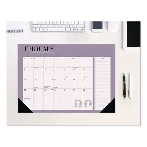 Urban Chic Small Monthly Desk Pad Calendar, 17 X 12, White Sheets, Black Headband/corners, 12-month (jan To Dec): 2026