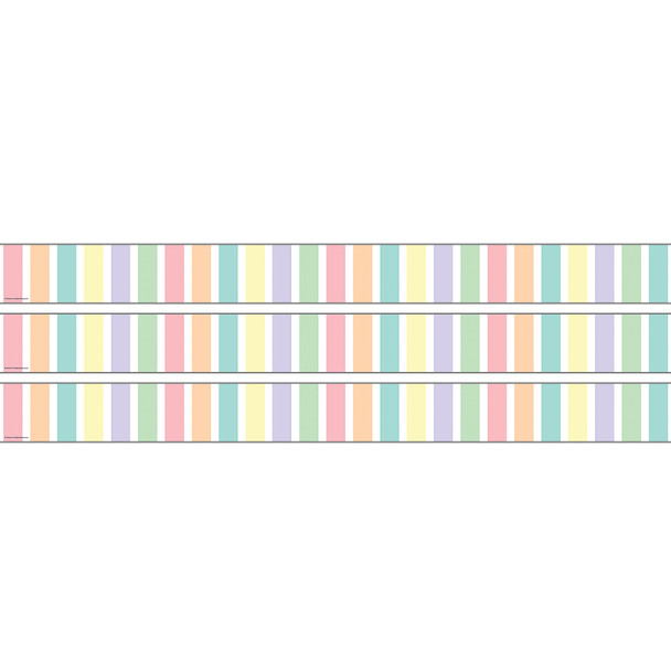 Pastel Pop Stripes Straight Rolled Border Trim, 50 Feet, 3 Rolls