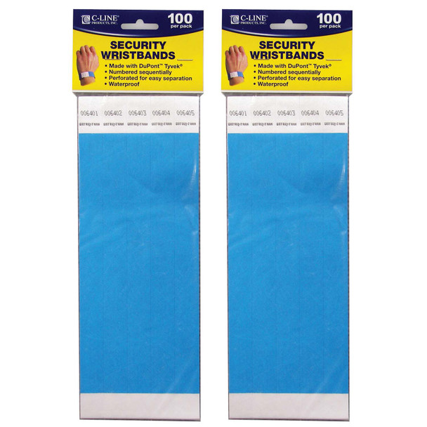 DuPont™ Tyvek® Security Wristbands, Blue, 100 Per Pack, 2 Packs
