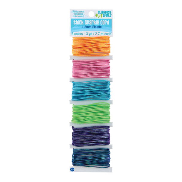 Thick Sparkle Elastic Cord, 6 Colors, 18 Yards Per Pack, 6 Packs