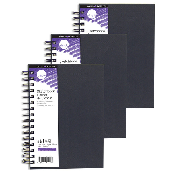 Simply... Sketchbook, Soft White, 80 Sheet, 5.5x8.5 inch, Pack of 3