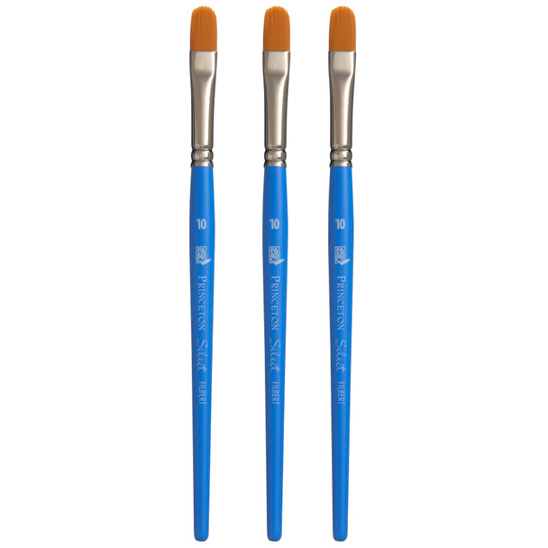 Select Artiste Filbert Brush, Synthetic Bristles, Short Handle Mixed Media Paintbrush, Jewel Blue, Size 10, Pack of 3