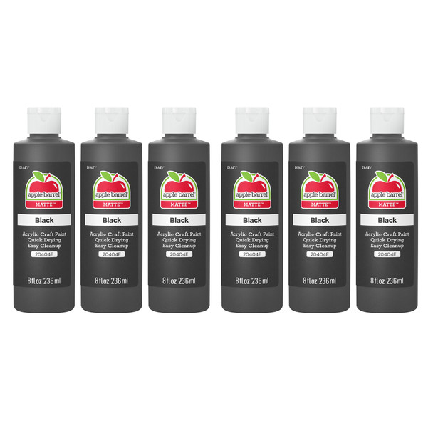 Acrylic Paint Matte, 8oz., Black, Pack of 6