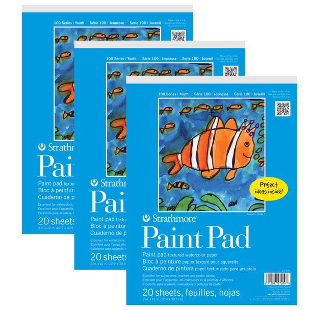 100 Series Paint Pad, 20 Sheet, 9x12 inch, Pack of 3