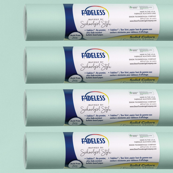 Schoolgirl Style Bulletin Board Paper, 48" x 12', Mint to Be, 4 Rolls