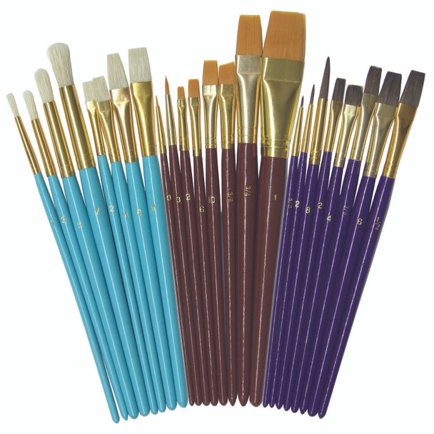 Deluxe Brush Assortment, Assorted Colors & Sizes, 24 Brushes