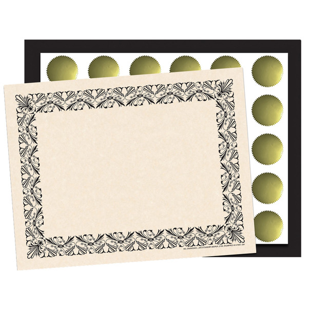 Art Deco Set - Black Border Paper, Plain Folders, Gold Seals Art Deco Set - Black Border Paper, Plain Folders, Gold Seals
