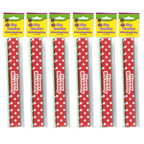 Polka Dots Happy Birthday Slap Bracelets, 10 Per Pack, 6 Packs