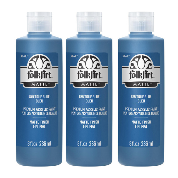 Acrylic Paint Matte, 8oz., True Blue, Pack of 3