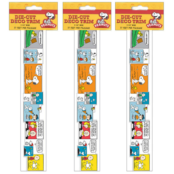 Peanuts® Comic Blocks Extra Wide Die Cut Deco Trim®, 37 Feet Per Pack, 3 Packs