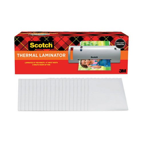 Thermal Laminator Value Pack, 9" W, with 20 Letter Size Pouches