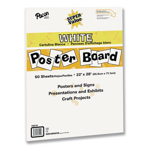 Super Value Poster Board, White, 22" x 28", 50 Sheets