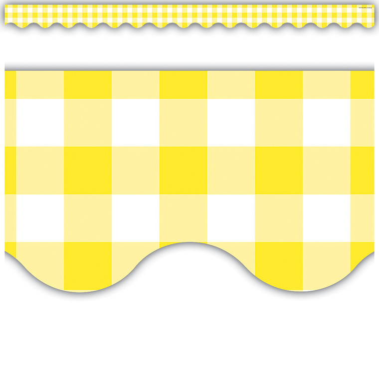 Yellow Gingham Scalloped Border Trim, 35 Feet Per Pack, 6 Packs