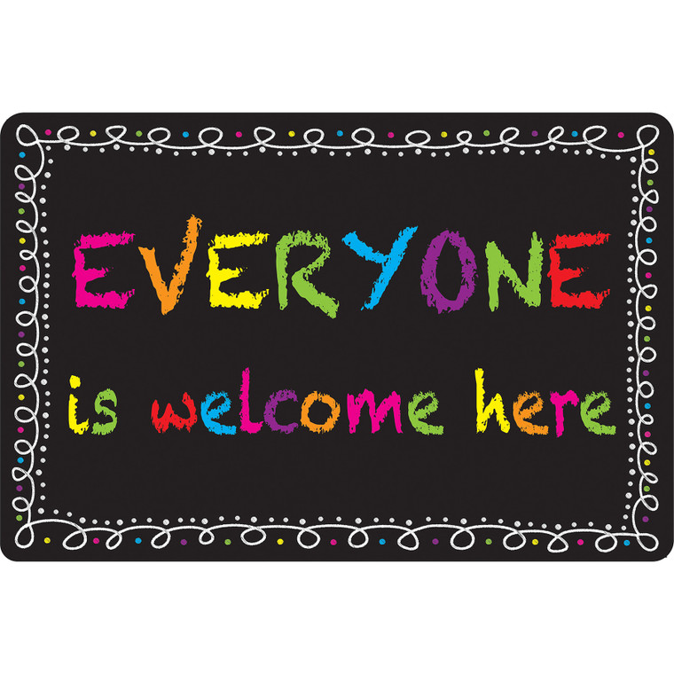 Welcome Mat with Slip Resistant Backing, 15.5" x 23.5", Chalk Loops Everyone Welcome, Pack of 2