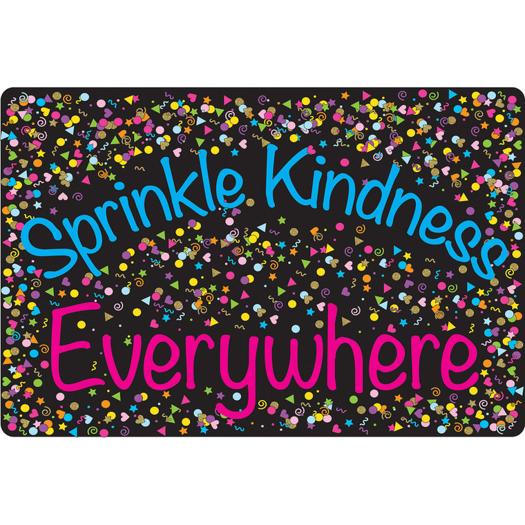 Welcome Mat with Slip Resistant Backing, 15.5" x 23.5", Confetti, Sprinkle Kindness Everywhere, Pack of 2
