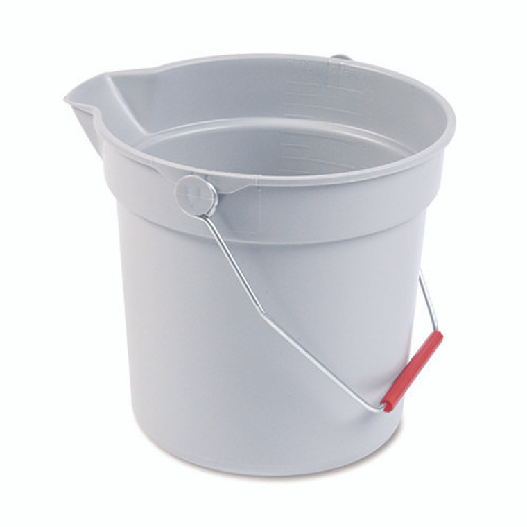 10 Quart Plastic Utility Pail, Plastic, Gray, 10.5" dia