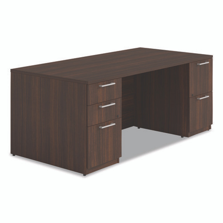 Alera Seville Series Double Pedestal Desk, 72" x 36" x 29", Mahogany