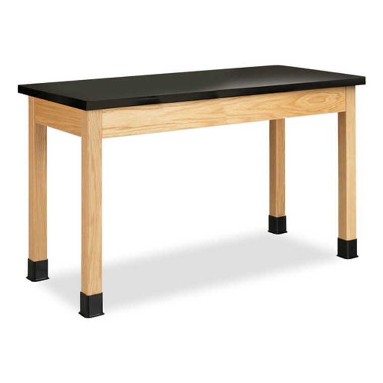 Classroom Science Table, 54w x 24d x 30h, Black Epoxy Resin Top, Clear Northwoods Oak Base