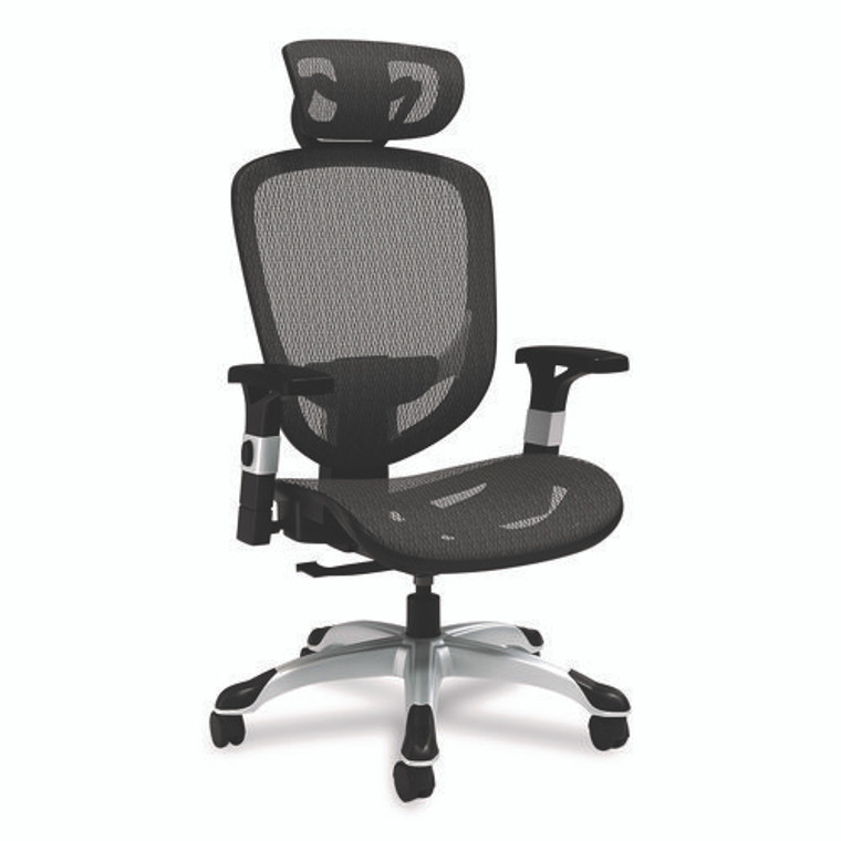 Alera Minerva Ergonomic Mesh Swivel Task Chair, Support Up to 275lb, 17.24 to 20.98 Seat Height, Black Seat/Back, Silver Base