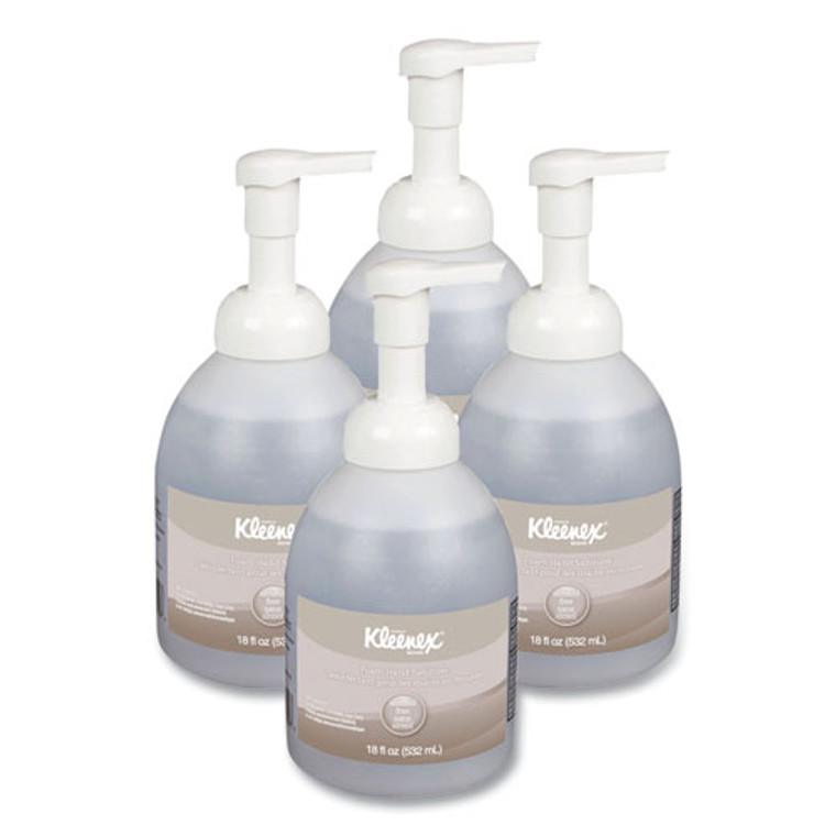 Alcohol-Free Foam Hand Sanitizer, 18 oz Pump Bottle, Fragrance-Free, 4/Carton