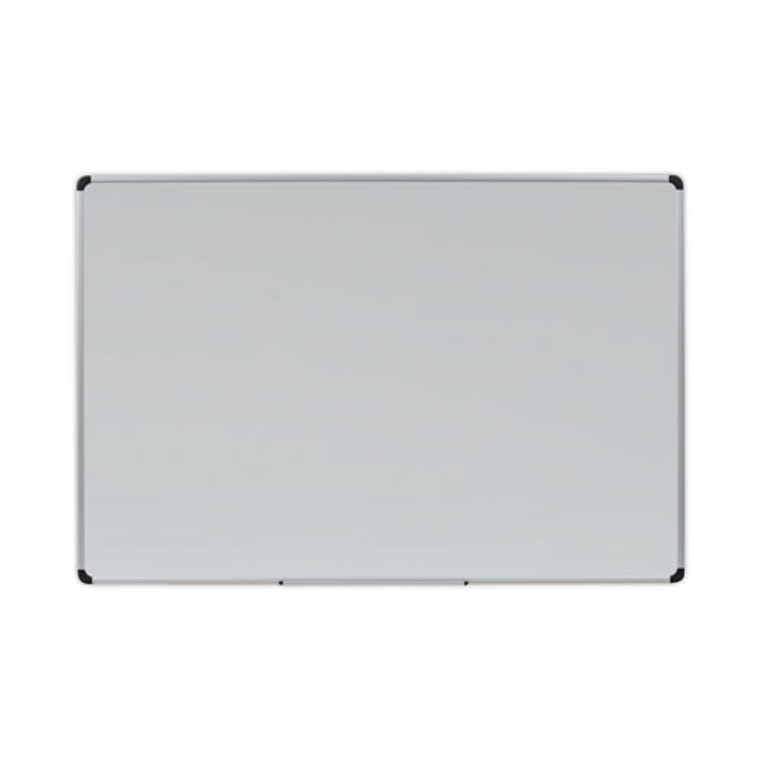 Deluxe Porcelain Magnetic Dry Erase Board, 72" x 48", White Surface, Silver/Black Aluminum Frame