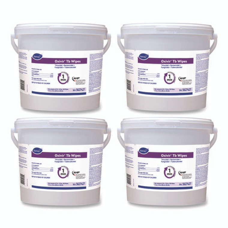 Oxivir TB Disinfectant Wipes, 11 x 12, White, 160/Bucket, 4 Buckets/Carton
