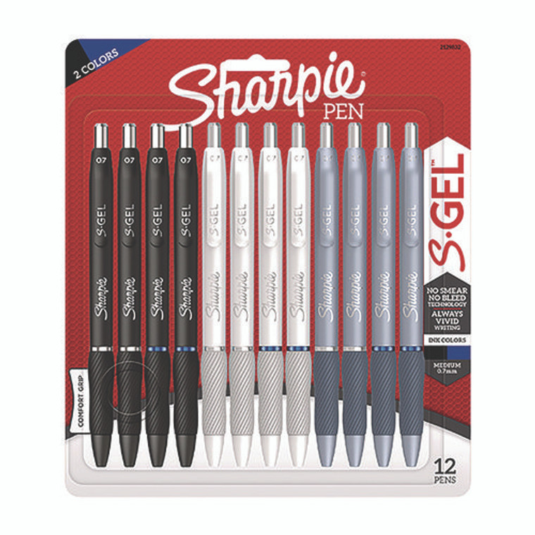 S-Gel Gel Pen, Retractable, Medium 0.7 mm, Assorted Ink and Barrel Colors, 12/Pack