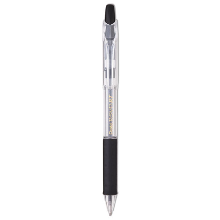 R.S.V.P. RT Ballpoint Pen, Retractable, Medium 1 mm, Black Ink, Clear Barrel, Dozen
