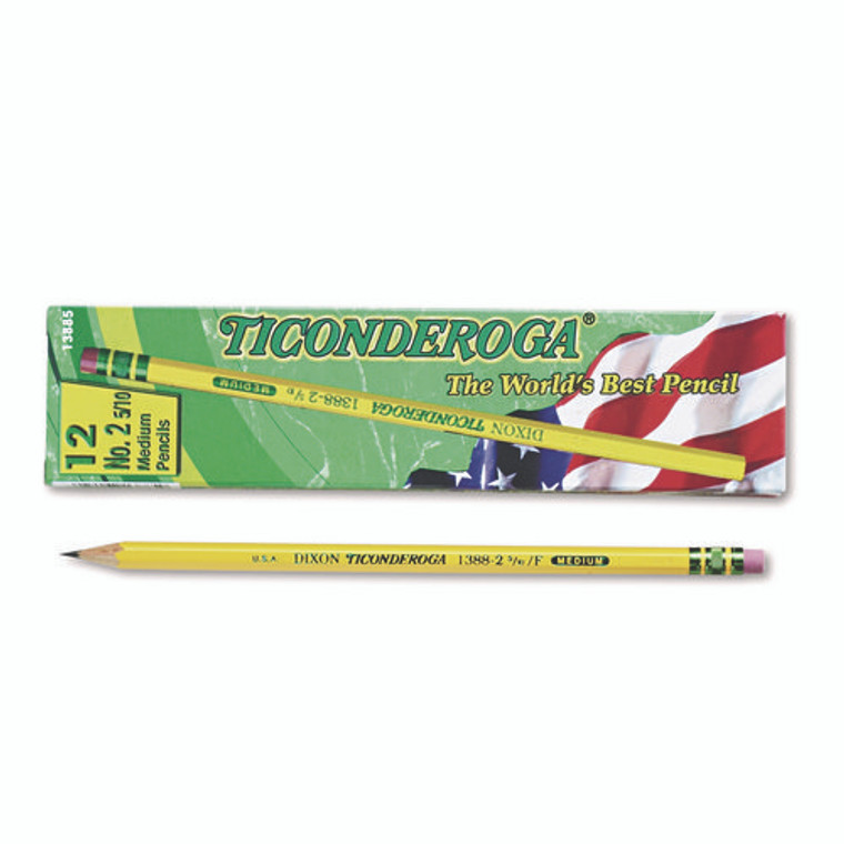 Pencils, F (#2.5), Black Lead, Yellow Barrel, Dozen