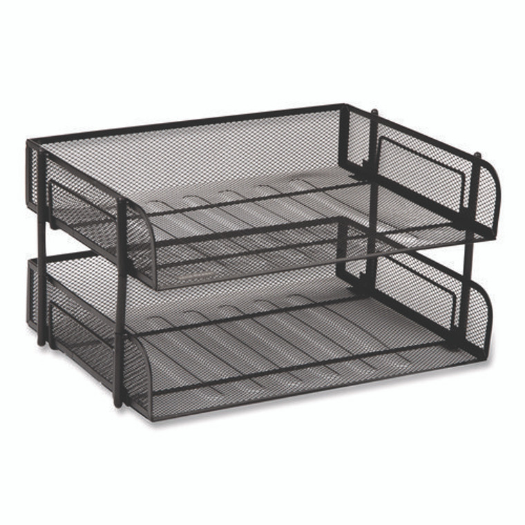 Stackable Paper Desk Tray Organizer, Letter Size, 10 x 13.5 x 2.5, Black, 2/Pack