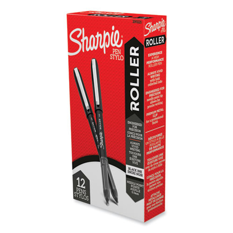 Professional Design Rollerball Pen, Stick, Fine 0.5 mm, Black Ink, Black Barrel, Dozen