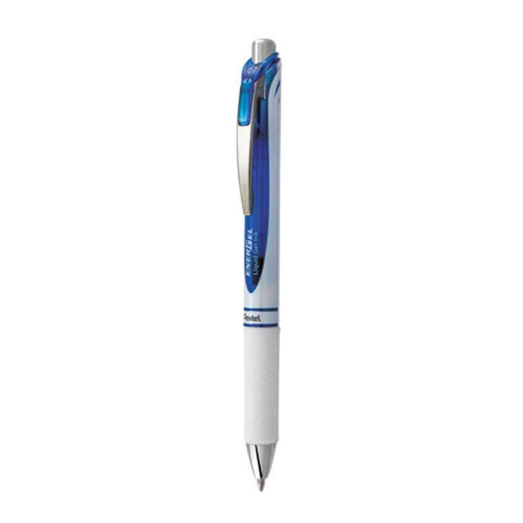 EnerGel RTX Gel Pen, Retractable, Medium 0.7 mm, Blue Ink, White/Translucent Blue Barrel