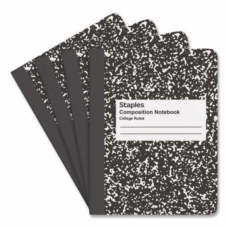 Composition Notebook, Medium/College Rule, Black Marble Cover, (100) 9.75 x 7.5 Sheets, 4/Pack