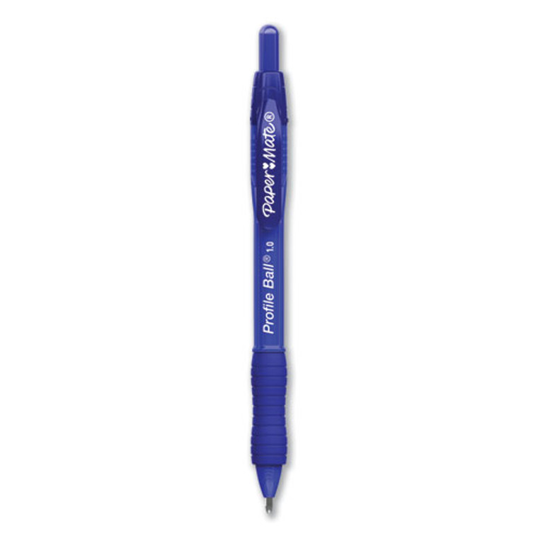 Profile Ballpoint Pen, Retractable, Medium 1 mm, Blue Ink, Translucent Blue Barrel, 4/Pack