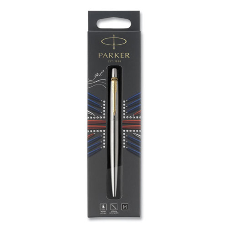 Jotter Rollerball Pen, Retractable, Medium 0.7 mm, Black Ink, Stainless Steel Barrel