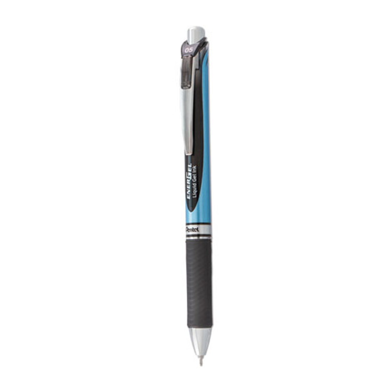 EnerGel RTX Gel Pen, Retractable, Fine 0.5 mm, Black Ink, Black/Blue Barrel