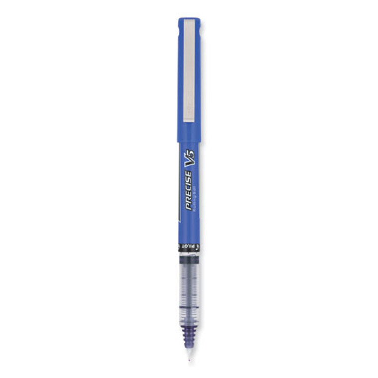 Precise V5 Rollerball Pen, Stick, Extra-Fine 0.5 mm, Purple Ink, Purple/Clear Barrel, Dozen