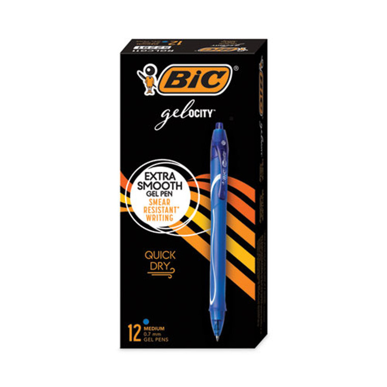 Gel-ocity Quick Dry Gel Pen, Retractable, Medium 0.7 mm, Blue Ink, Blue Barrel, Dozen