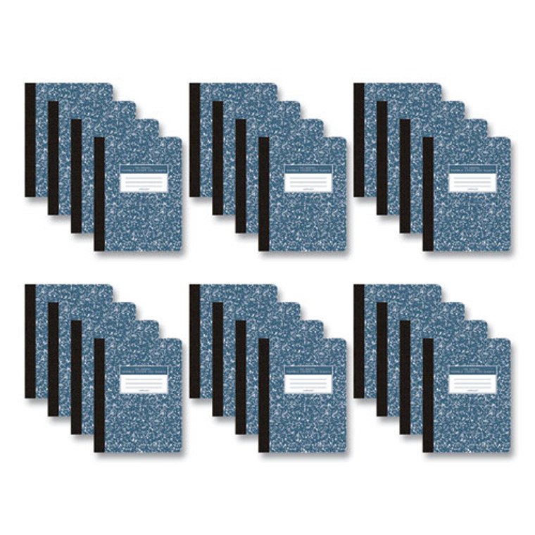 Hardcover Marble Composition Book, Unruled, Blue Marble Cover, (100) 9.75 x 7.5 Sheets, 24/Carton