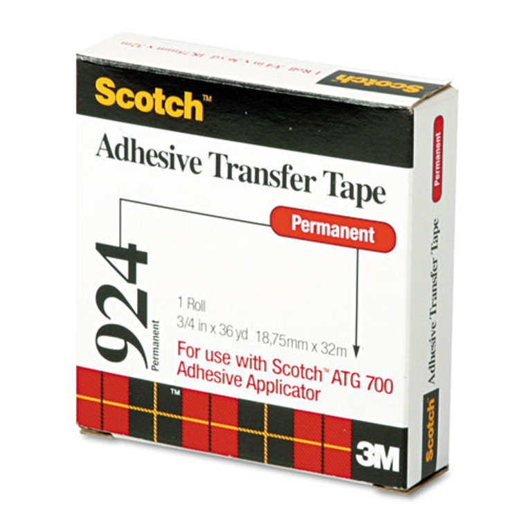 ATG Adhesive Transfer Tape Roll, Permanent, Holds Up to 0.5 lbs, 0.75" x 36 yds, Clear