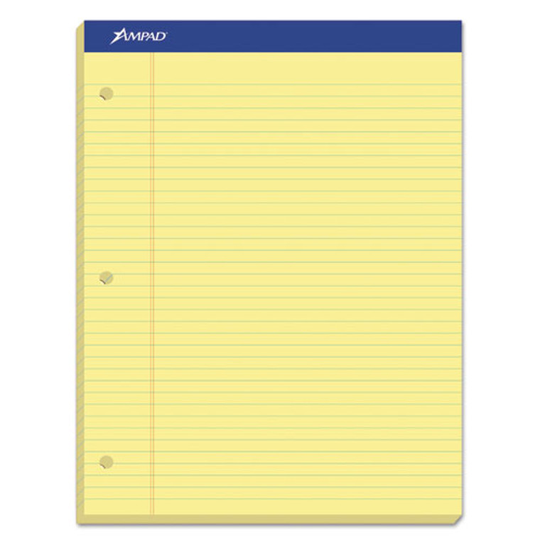 Double Sheet Pads, Medium/College Rule, 100 Canary-Yellow 8.5 x 11.75 Sheets