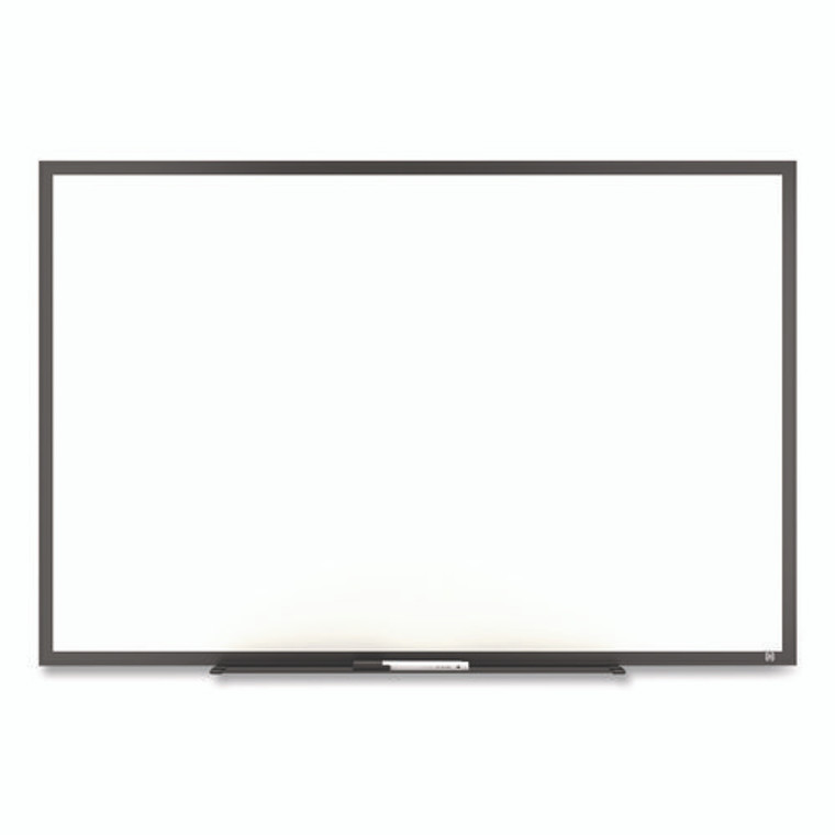 Melamine Dry Erase Board, 3 ft x 2 ft, White Surface, Black Aluminum Frame
