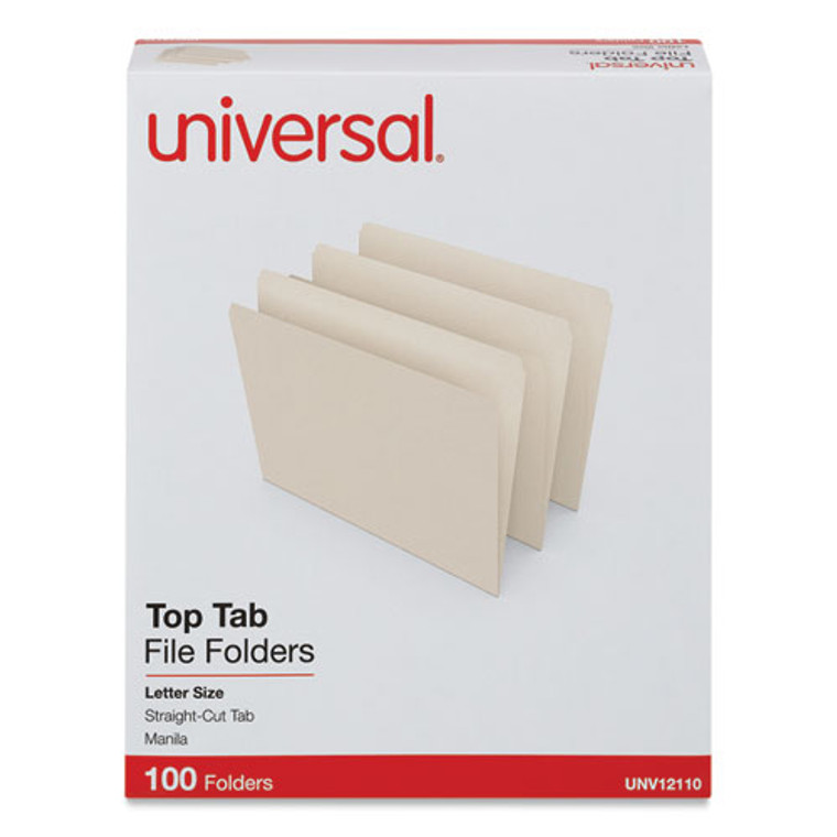 Top Tab File Folders, Straight Tabs, Letter Size, 0.75" Expansion, Manila, 100/Box