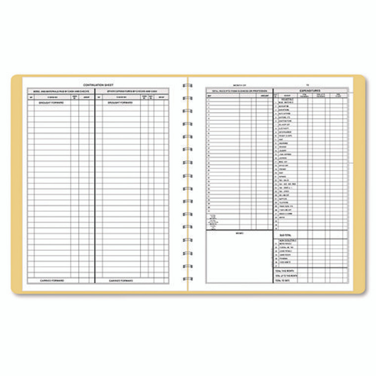 Simplified Monthly Bookkeeping Record, 4 Column Format, Tan Cover, 11 x 8.5 Sheets, 128 Sheets/Book